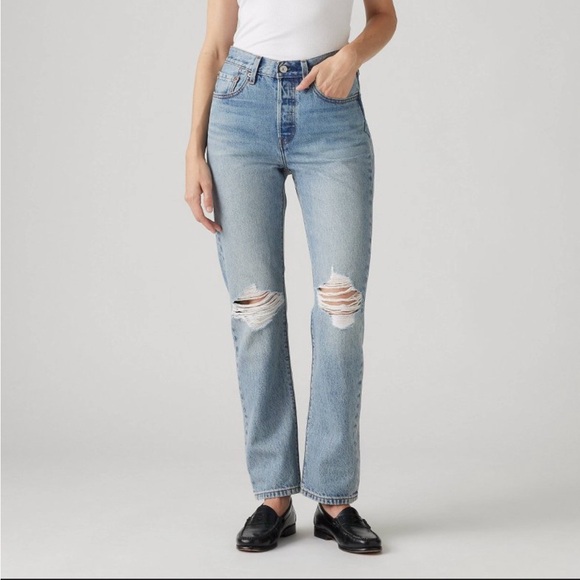 Levi's Light Blue Straight Leg Jeans - Picture 2 of 9